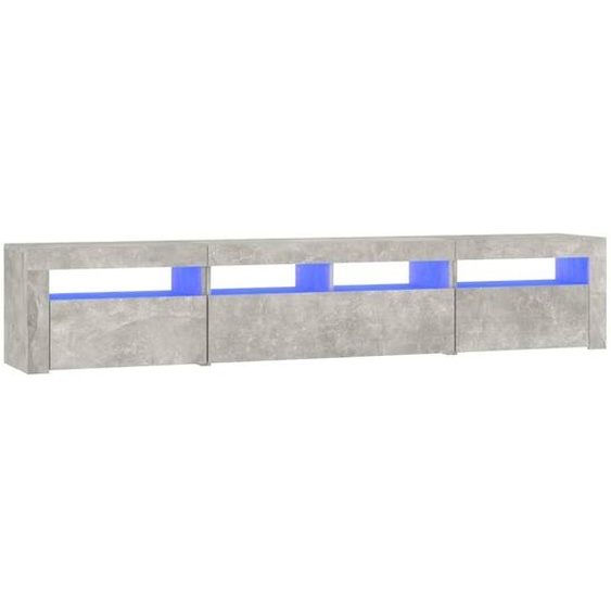 Meuble TV avec lumières LED Gris béton 210x35x40 cm