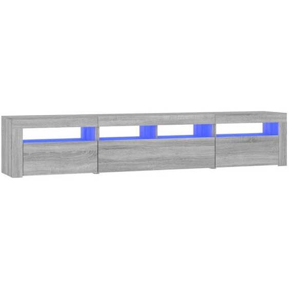 Meuble TV avec lumières LED Sonoma gris 210x35x40 cm