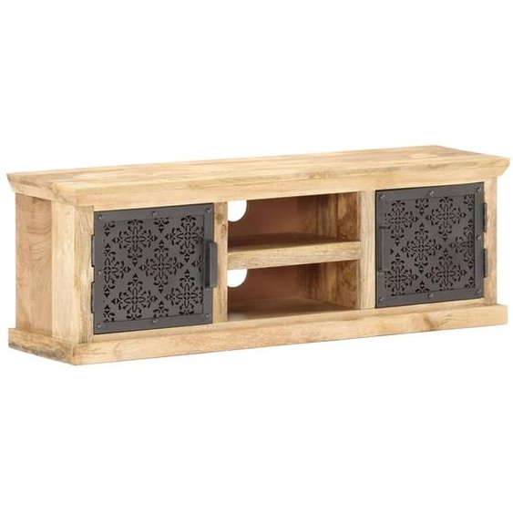 Meuble TV avec portes en acier 120x30x40 cm Bois de manguier