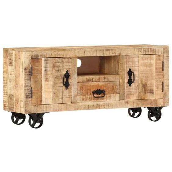Meuble TV-Banc TV Bois de manguier brut 110x30x50 cm