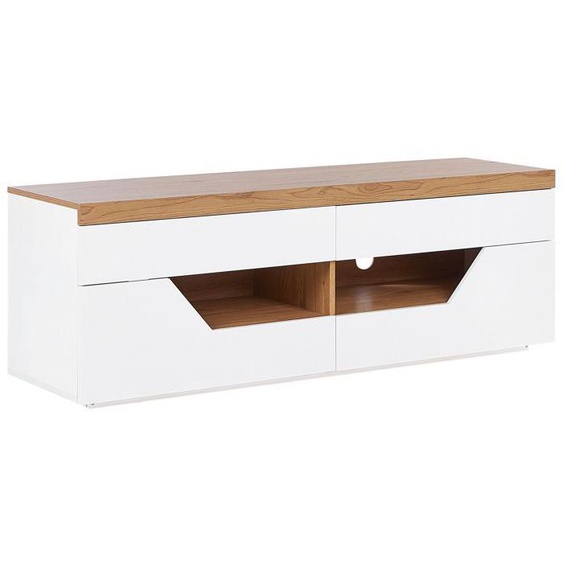 Meuble TV blanc et bois clair CHEVAL