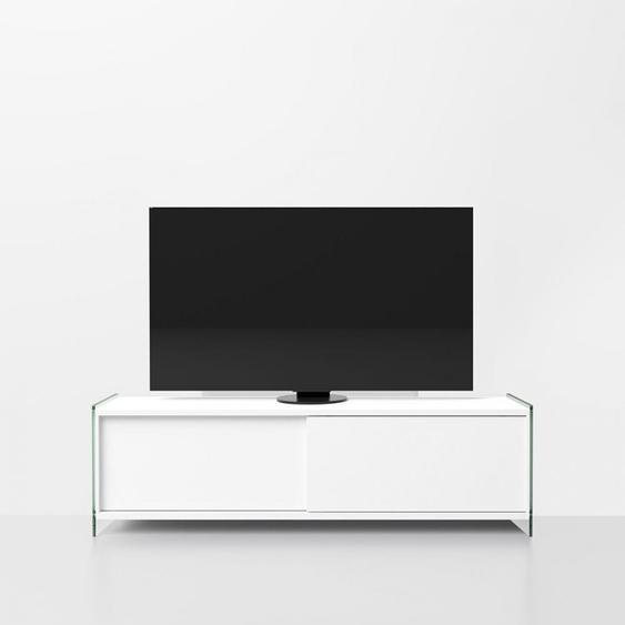 Meuble TV BYBLOS stratifié verre coloris blanc