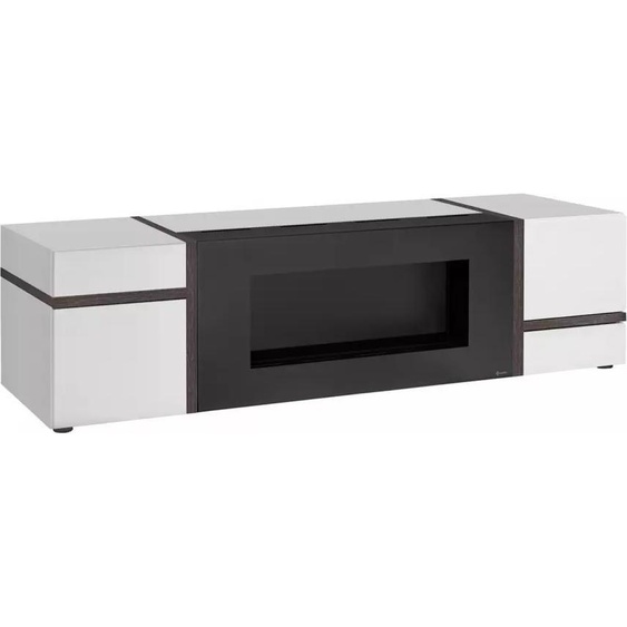 Meuble TV CELINE avec bio-cheminée - blanc