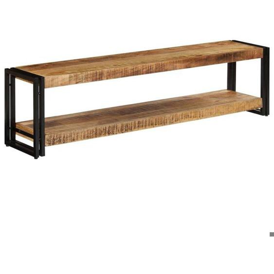 Meuble TV En Bois Massif de Manguier - Socle Télévision - Espace de Rangement - Meuble de Salon