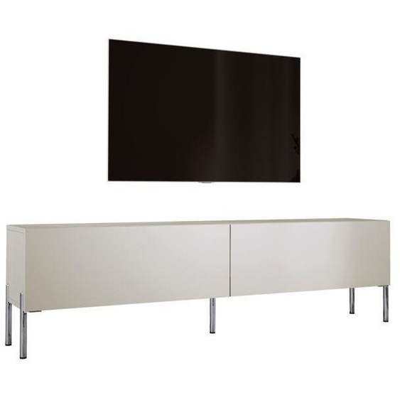 Meuble TV en couleur Cachemire avec pieds droits en chrome, D: L: 170 cm, H : 52 cm, P : 32 cm.
