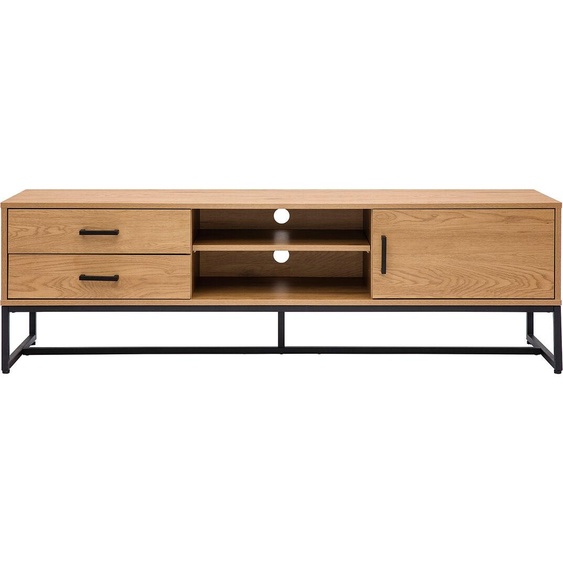 Meuble TV finition bois clair chêne et métal noir L160 cm LOVATO