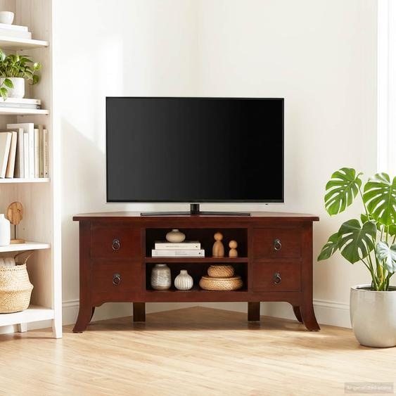 Meuble TV Marron 100 x 40,5 x 46 cm Bois de Mahogany Massif