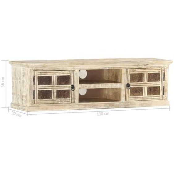 Meuble TV - MOTHINESSTO - YY0386 - Bois massif de manguier - 130x30x36 cm - Vintage