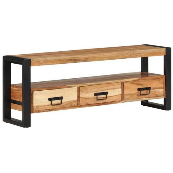 Meuble TV multimedia etagere television buffet televiseur salle a manger salon chambre 120 x 30 x 45 cm bois d acacia ma
