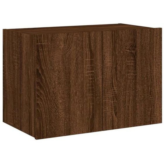 Meuble TV mural - VIDAXL - Chêne marron - 60x35x41 cm - Lumières LED RVB - 2 compartiments