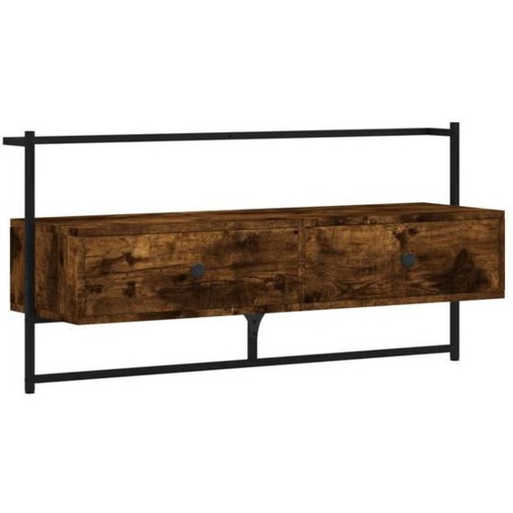 Meuble TV mural - MOTHINESSTO - YY12062 - Chêne fumé - Bois dingénierie - 100,5x30x51 cm