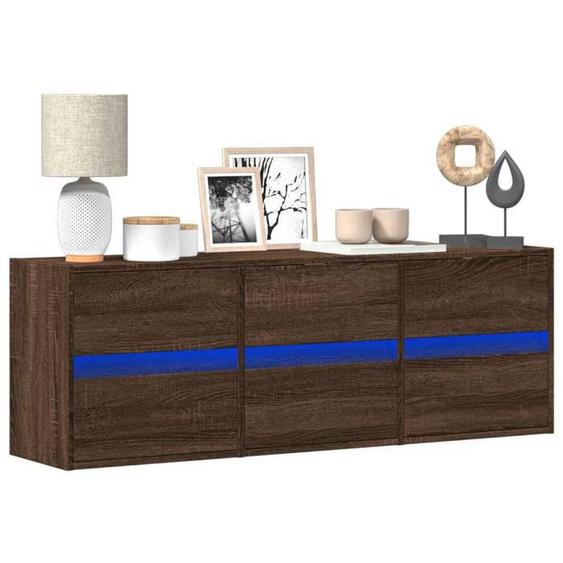 Meuble TV mural - UU - avec lumières LED - Chêne marron - 130x31x45 cm 85230512