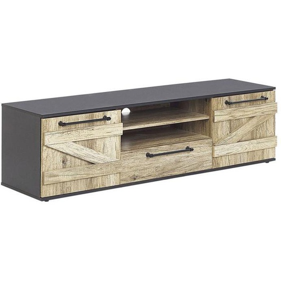 Meuble TV noir et bois clair SALTER