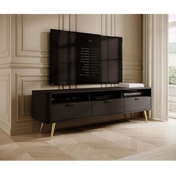 Meuble TV - OVAL - avec niches - noir
