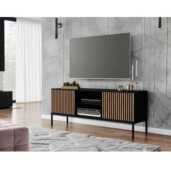 Savanna - meuble TV - bois et noir - 150 cm - Noir / Bois