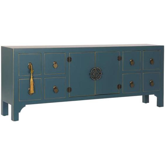 meuble tv style oriental bleu foncé mdf, sapin 130 cm