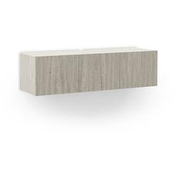 Meuble TV suspendu 3 portes 140 cm LECCE effet travertin