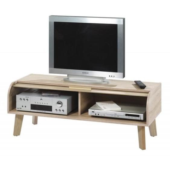 Meuble TV Vintage Chêne 1 Rideau - Rideau Chêne - L 114 x l 45 x H 41.6 cm