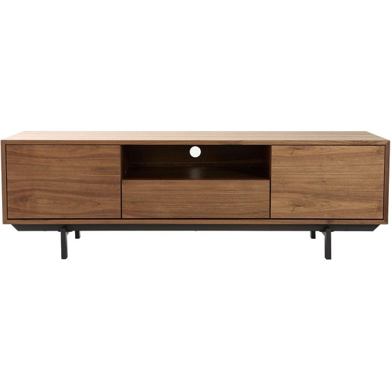 Meuble TV vintage en bois foncé niche ouverte L160 cm MANNY