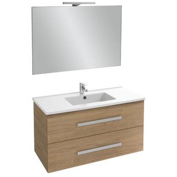 Pack meuble vasque 100 cm Ola up chêne + miroir + spot