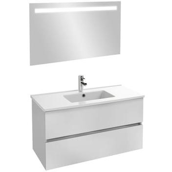 Meuble vasque 101 cm Tolbiac blanc + miroir led