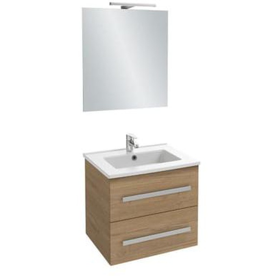 Pack meuble vasque 60 cm Ola up chêne + miroir + spot