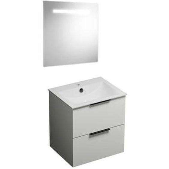 Meuble vasque 60 cm Olena blanc brillant + miroir