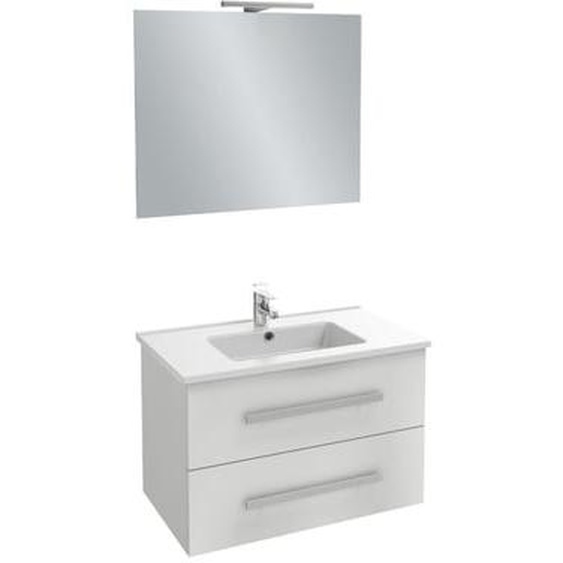 Pack meuble vasque 80 cm Ola up blanc + miroir + spot