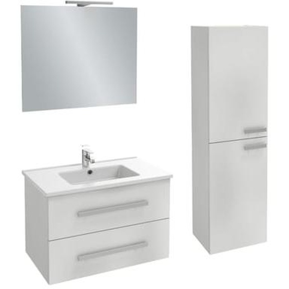 Pack meuble vasque 80 cm Ola up blanc + colonne + miroir + spot