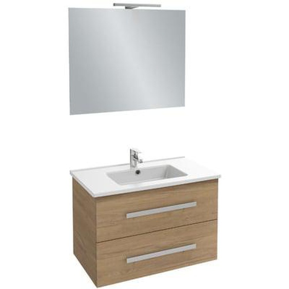 Pack meuble vasque 80 cm Ola up chêne + miroir + spot