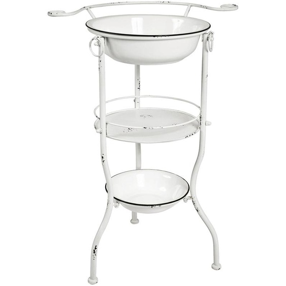 Meuble vasque antique, blanc, métal, dimensions : 56 cm de largeur x 85 cm de hauteur x 40 cm de profondeur