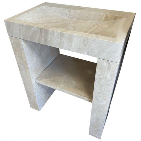 Meuble vasque en pierre travertin Mona Beige Impéria 70 x 45 x 85 cm - C-Négoce