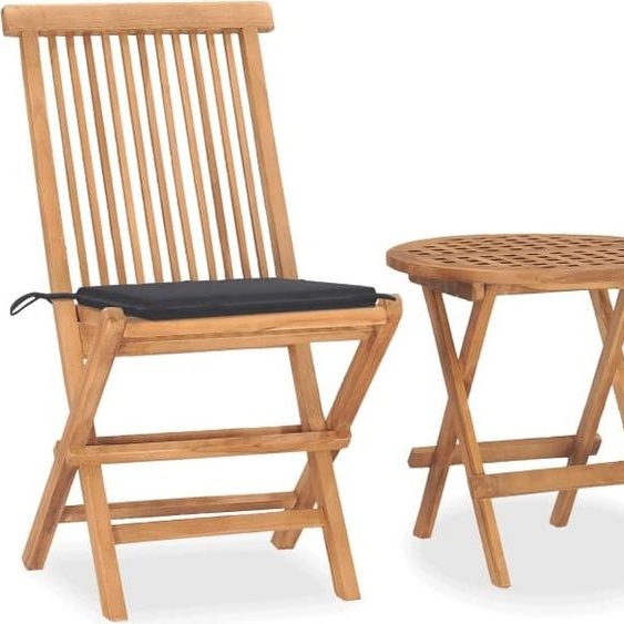 Meubles 3-pièces de jardin avec coussins Pliable bois massif teck - Meubles de terrasse 3063171