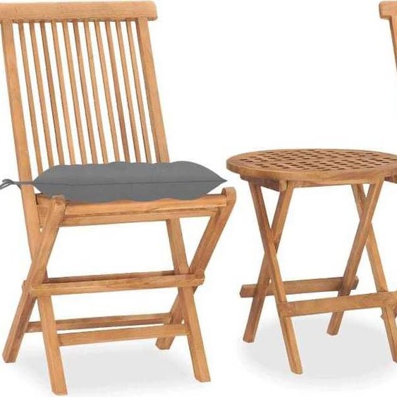Meubles 3-pièces de jardin avec coussins Pliable bois massif teck - Meubles de terrasse 3063187