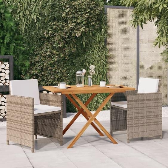 Meubles 3 pièces salon de jardin avec coussins Beige - Meubles de terrasse 3094300