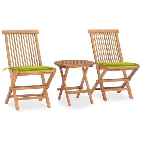 Meubles 3-pièces salon de jardin avec coussins Pliable bois massif teck - Meubles de terrasse 3063182