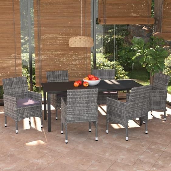 Meubles 7 pcs. Salon de jardin avec coussins Poly Rotin Gris - Meubles de terrasse 3094983