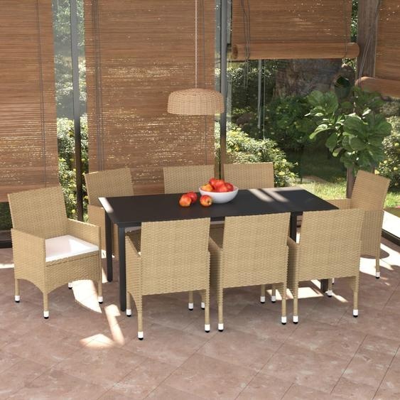 Meubles 9 pcs. Salon de jardin avec coussins Poly Rotin Beige - Meubles de terrasse 3094990