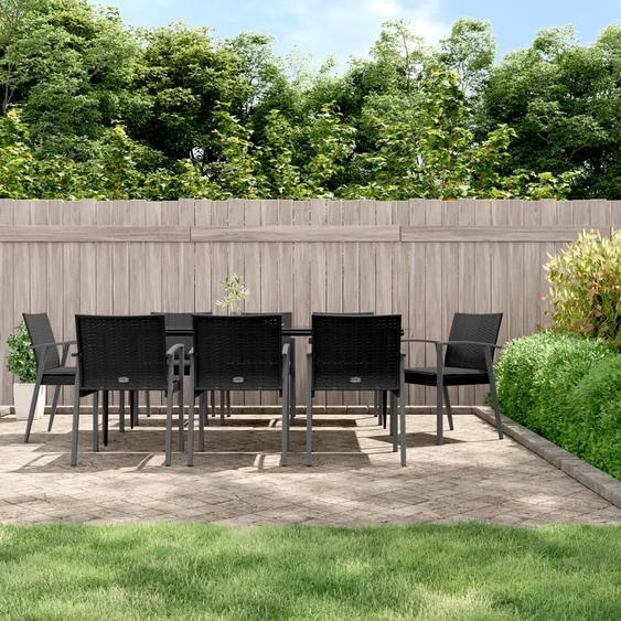 Meubles 9 pcs. Salon de jardin avec coussins Poly rotin et acier - Meubles de terrasse 3186984