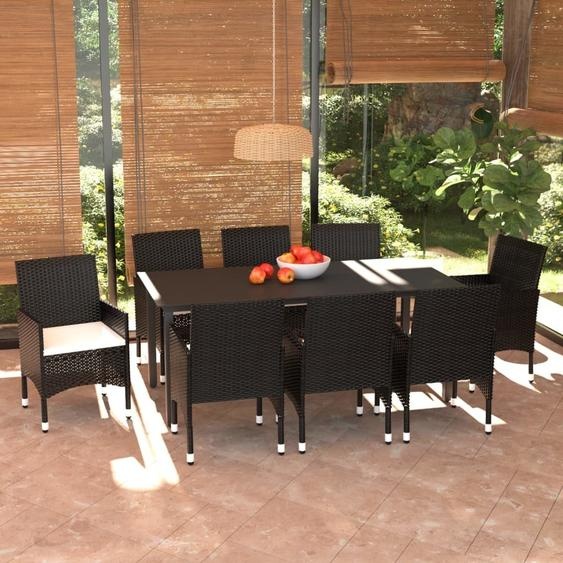 Meubles 9 pcs. Salon de jardin avec coussins Poly Rotin Noir - Meubles de terrasse 3094978