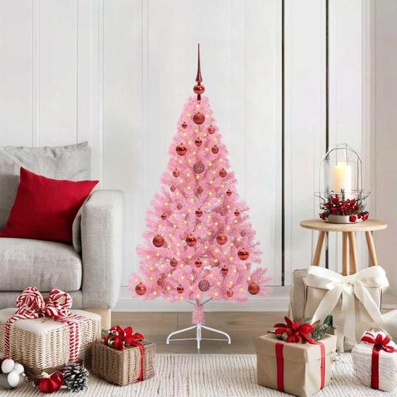 Meubles Arbre de Noël artificiel pré-éclairé Rose 120 cm PVC - 6626860