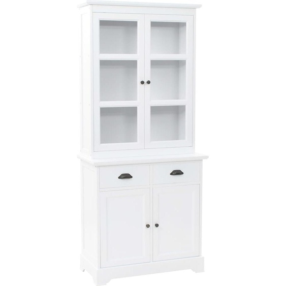 Meubles Armoire vitrine 4 portes MDF et pin 80x40x180 cm - Commodes 245755