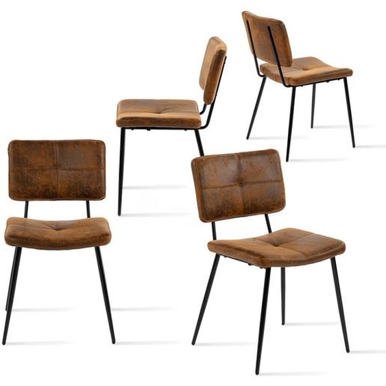 Meubles Cosy : lot de 4 chaises de salle à manger de style industriel en simili-suède – POMONA