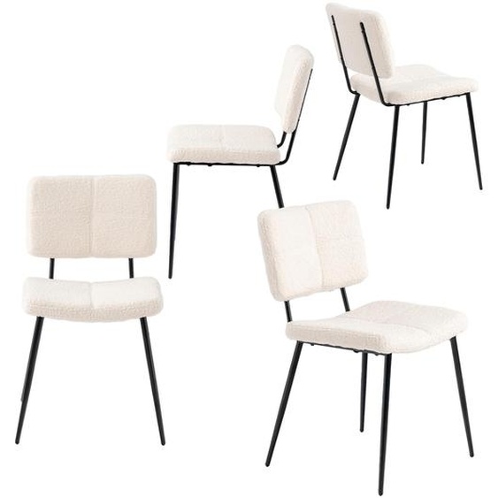 Meubles Cosy : lot de 4 chaises de salle à manger de style scandinave en tissu bouclé beige – POMONA