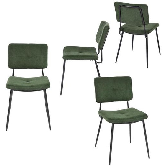 Meubles Cosy : lot de 4 chaises de salle à manger en tissu vert, style industriel – KAROMI