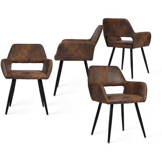 Meubles Cosy : lot de 4 fauteuils de salle à manger de style industriel en simili-suède – CROMWELL