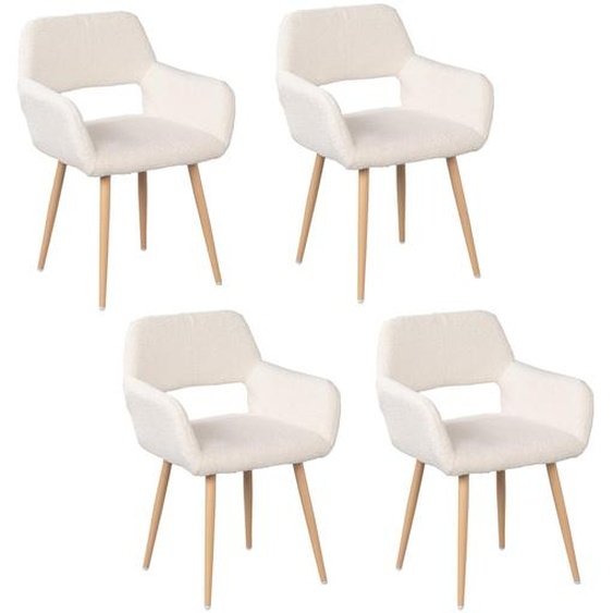 Meubles Cosy : lot de 4 fauteuils de salle à manger de style scandinave en tissu bouclé beige – CROMWELL