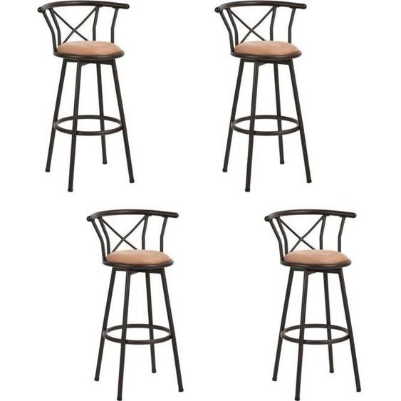 MEUBLES COSY Lot de 4 Tabourets de Bar,Style Industriel,Rotatif sur 360°,avec Dossier et Repose-Pieds,Hauteur dassise 77cm