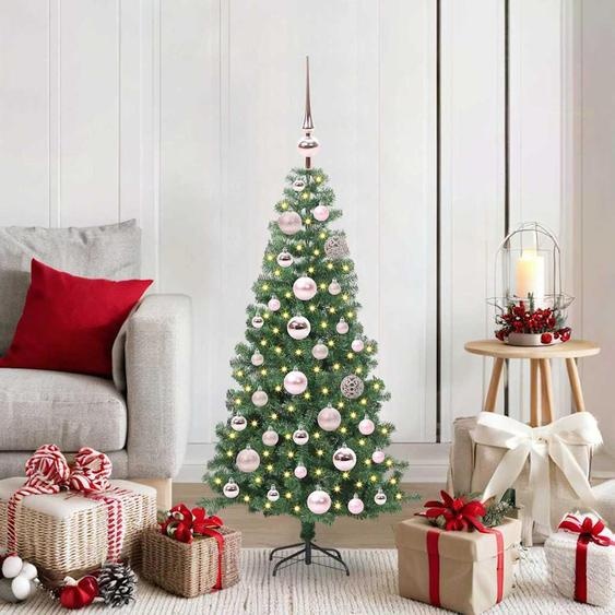 Meubles de haute qualité Arbre de Noël avec 150 LEDs avec support Vert 120 cm PVC - 8897405