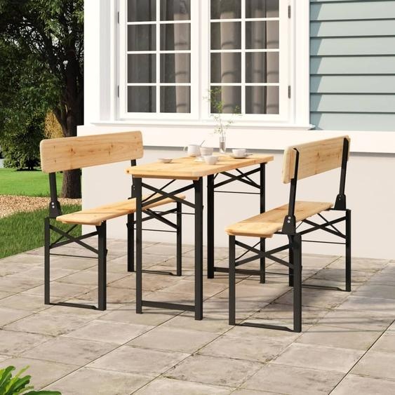 Meubles de jardin design Set de meubles de balcon 3-pièces Set de table de bière pliable Sapin massif - Garnitures de meubles de jardin 2025 Neu6852119 1parcel